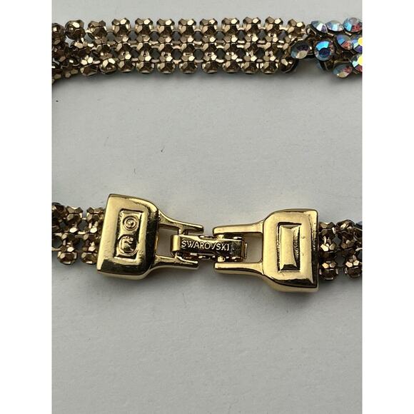 Swarovski Swan Logo Golden Shadow Mesh Clim AB Crystal Bracelet 7.5" - Picture 4 of 9